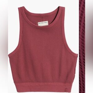 Free people waffle stitch crop tank top